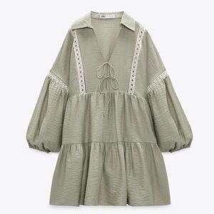 Zara embroidered dress XS